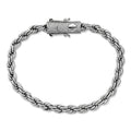 MOISSANITE CLASP Rope Bracelet - Stainless Steel W. 925 Silver Clasp - 7.5"-8.5" - 4mm-6mm