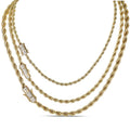MOISSANITE CLASP Rope Chain Necklace - 14k Gold Plated Stainless Steel - 18"-30" - 4mm-6mm