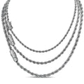 MOISSANITE CLASP Rope Chain Necklace - Stainless Steel W. 925 Silver Clasp - 18"-30" - 4mm-6mm
