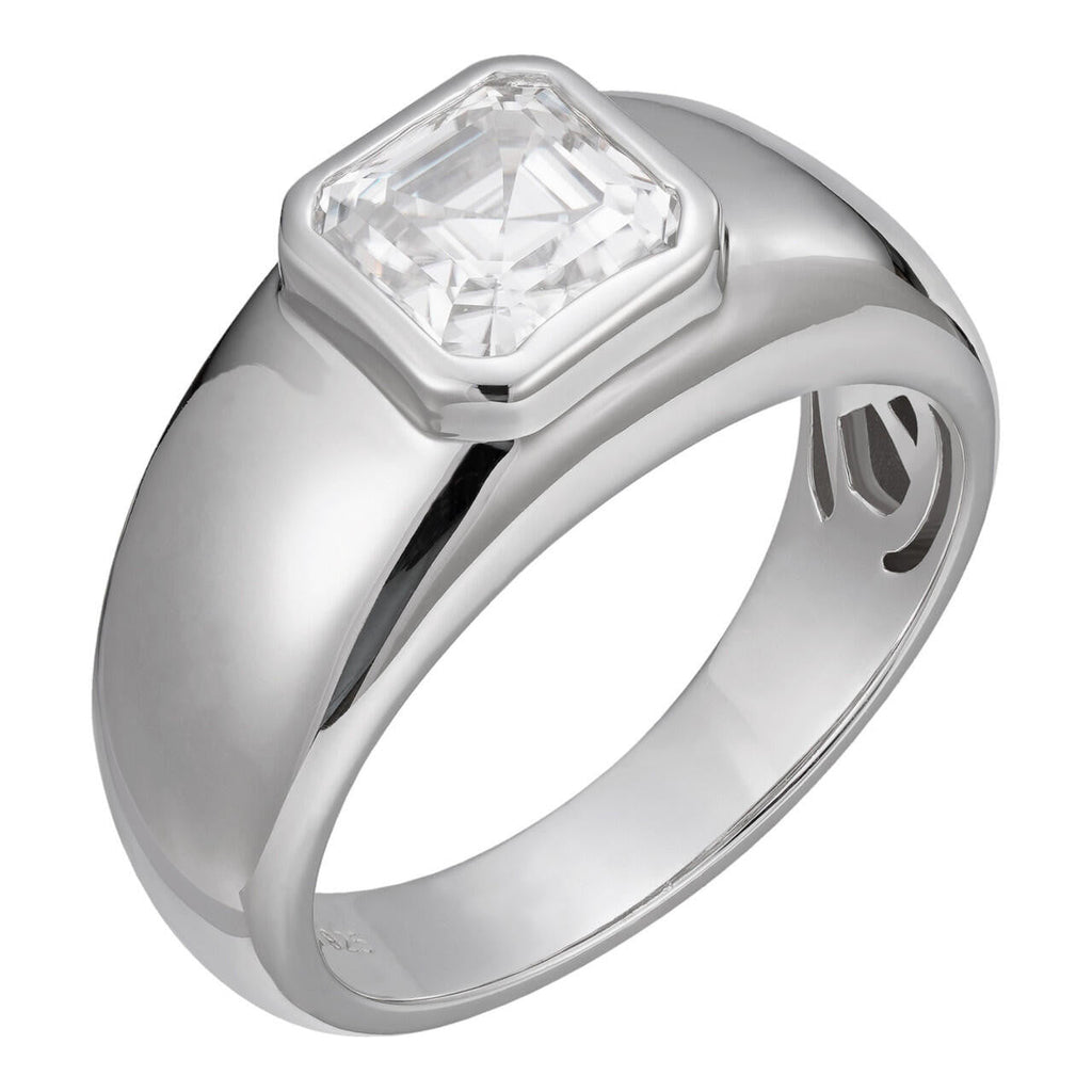 MOISSANITE Classic Big Rock Asscher Cut Ring - 925 Silver
