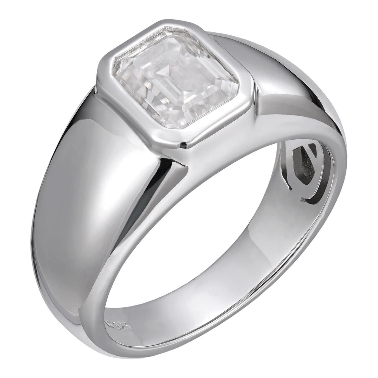 MOISSANITE Classic Big Rock Emerald Cut Ring - 925 Silver