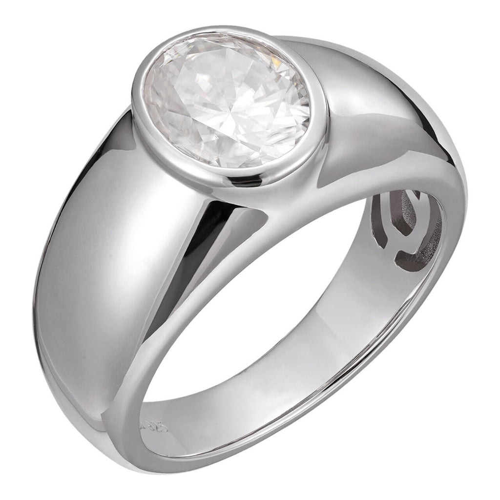MOISSANITE Classic Big Rock Oval Cut Ring - 925 Silver