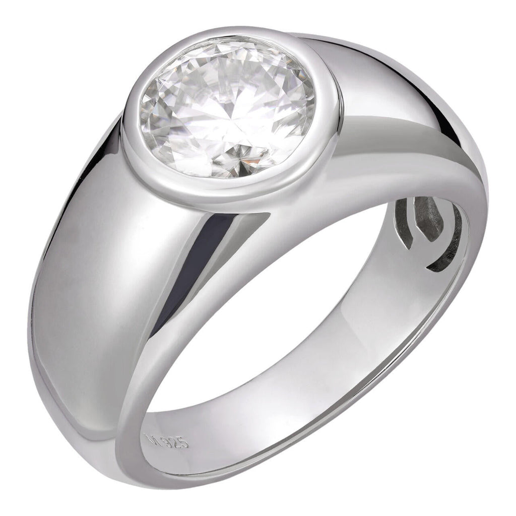 MOISSANITE Classic Big Rock Round Brilliant Cut Ring - 925 Silver