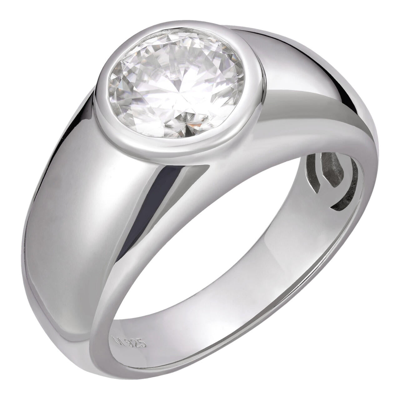 MOISSANITE Classic Big Rock Round Brilliant Cut Ring - 925 Silver