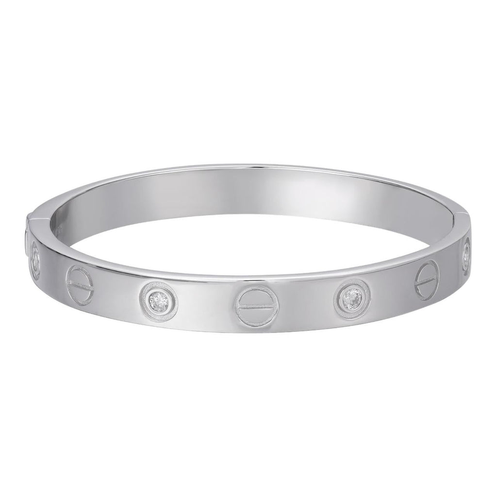 MOISSANITE Classic Love Bangle Bracelet - 925 Silver - 5.5"-8"