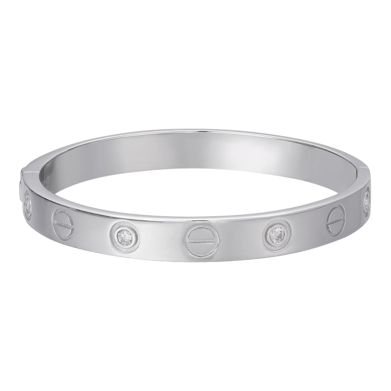 MOISSANITE Classic Love Bangle Bracelet - 925 Silver - 5.5"-8"