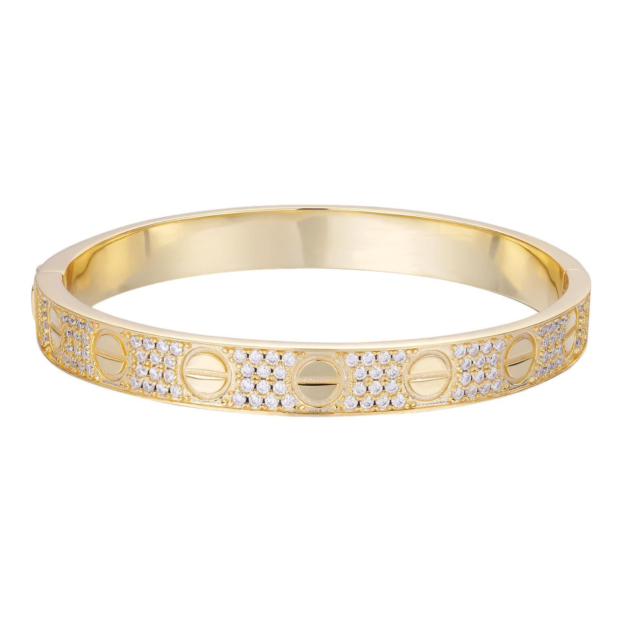 MOISSANITE Classic Love Bangle Bracelet Fully Iced Out - 14k Gold Vermeil 925 Silver - 5.5"-8"