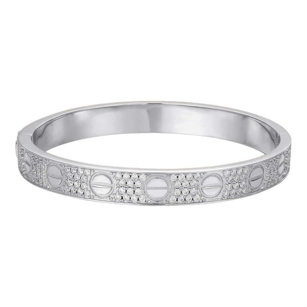 MOISSANITE Classic Love Bangle Bracelet Fully Iced Out - 925 Silver - 5.5"-8"