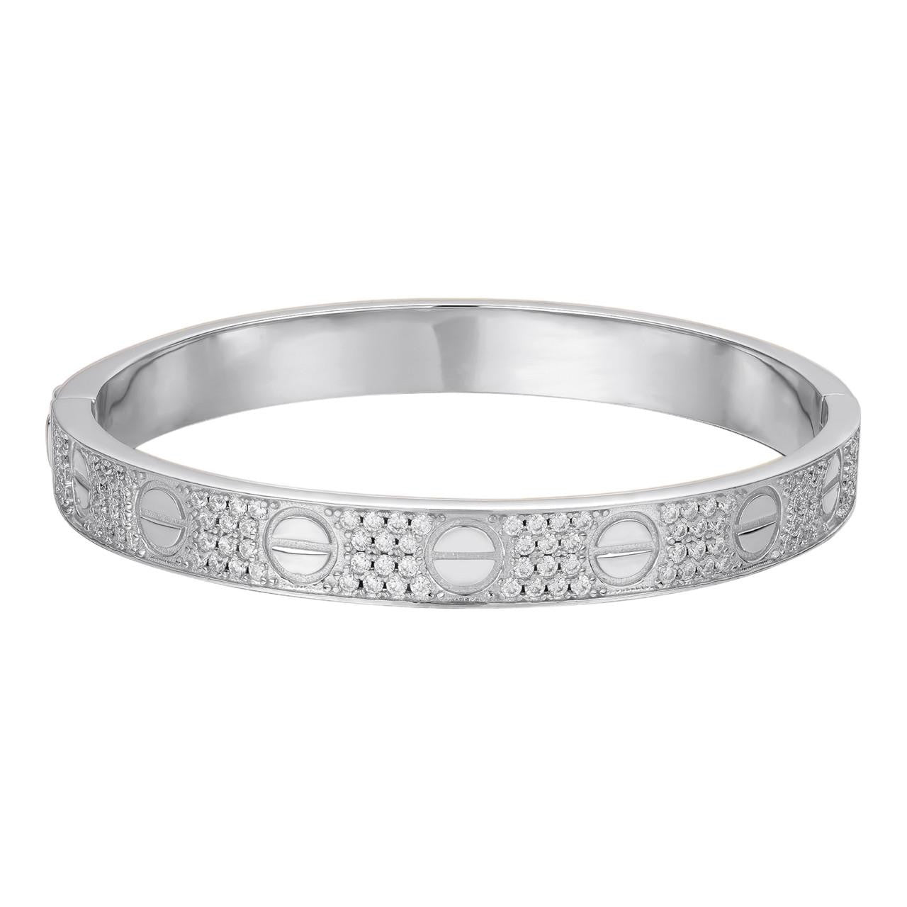 MOISSANITE Classic Love Bangle Bracelet Fully Iced Out - 925 Silver - 5.5"-8"