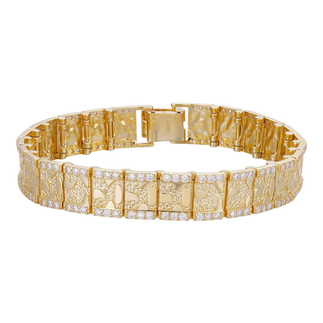 MOISSANITE Classic Nugget Bracelet Iced Out - 14k Gold Vermeil 925 Silver - 14k Gold Vermeil 925 Silver - 8mm-16mm - 7"-8.5"