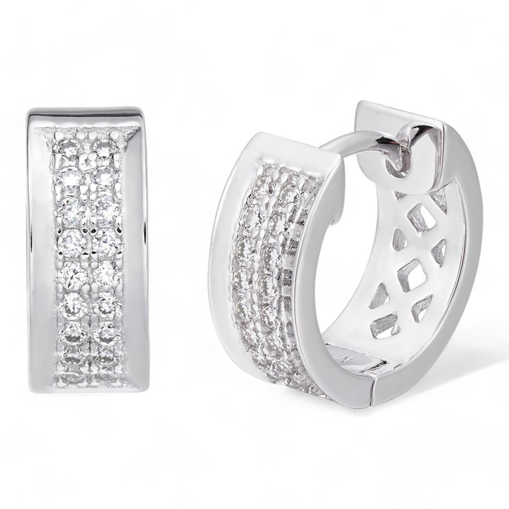 MOISSANITE Classic Small Huggie Iced Out Hoops - 925 Silver - 12mm