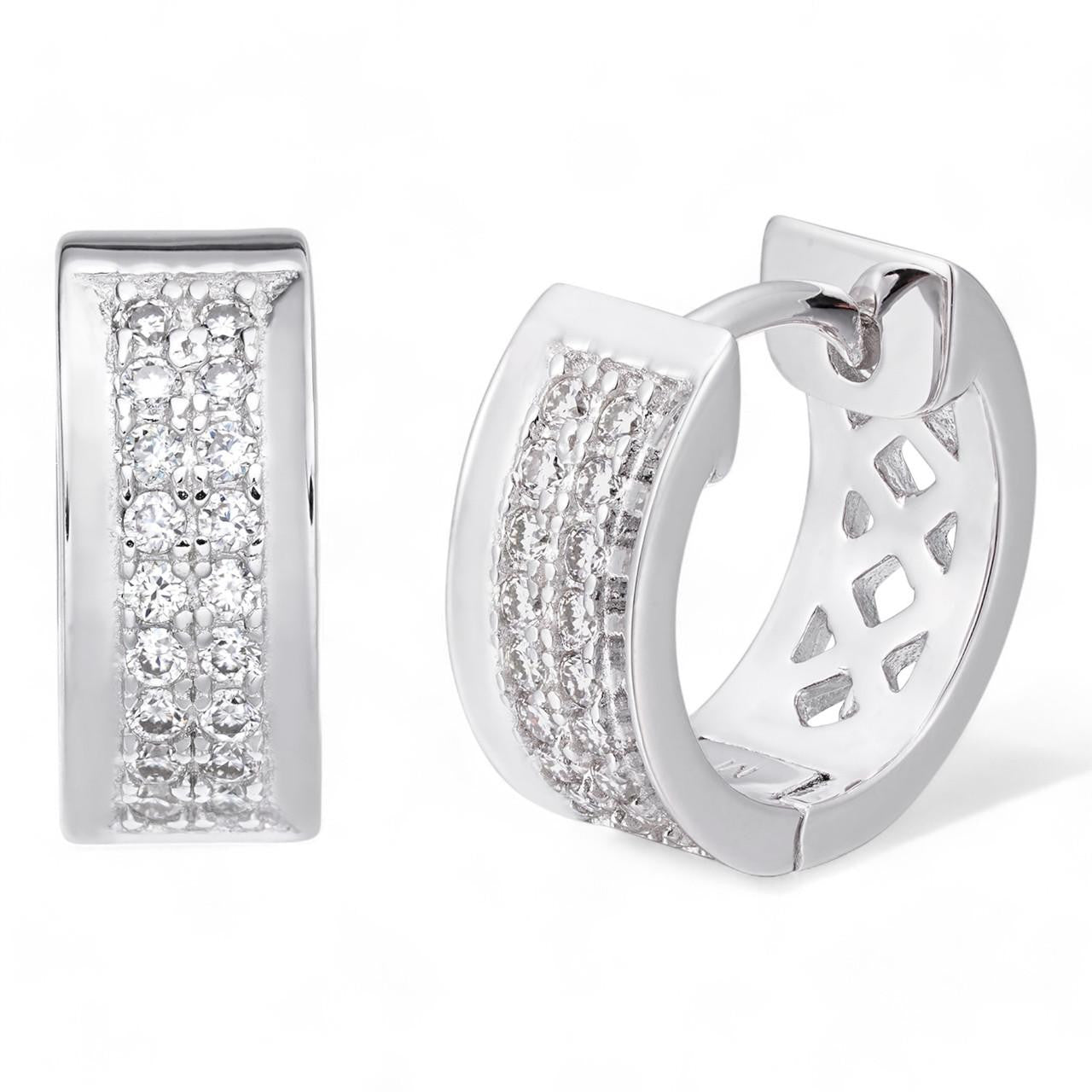 MOISSANITE Classic Small Huggie Iced Out Hoops - 925 Silver - 12mm