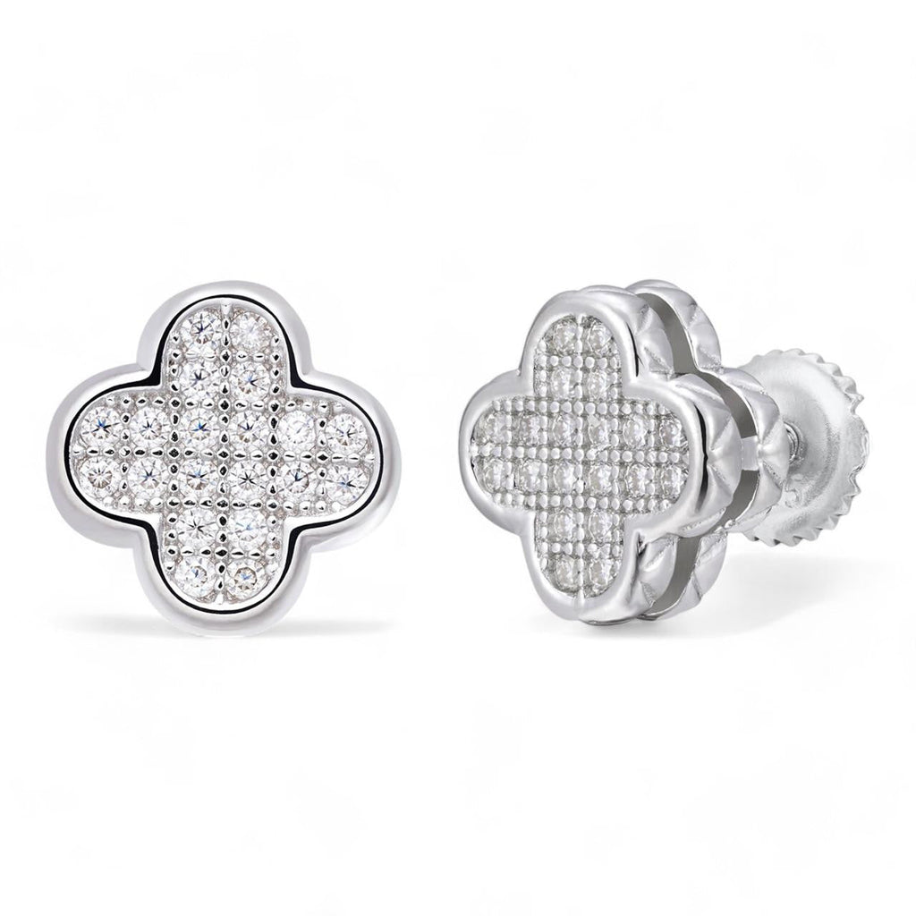 MOISSANITE Clover Fashionista Iced Out Earrings - 925 Silver - 10mm