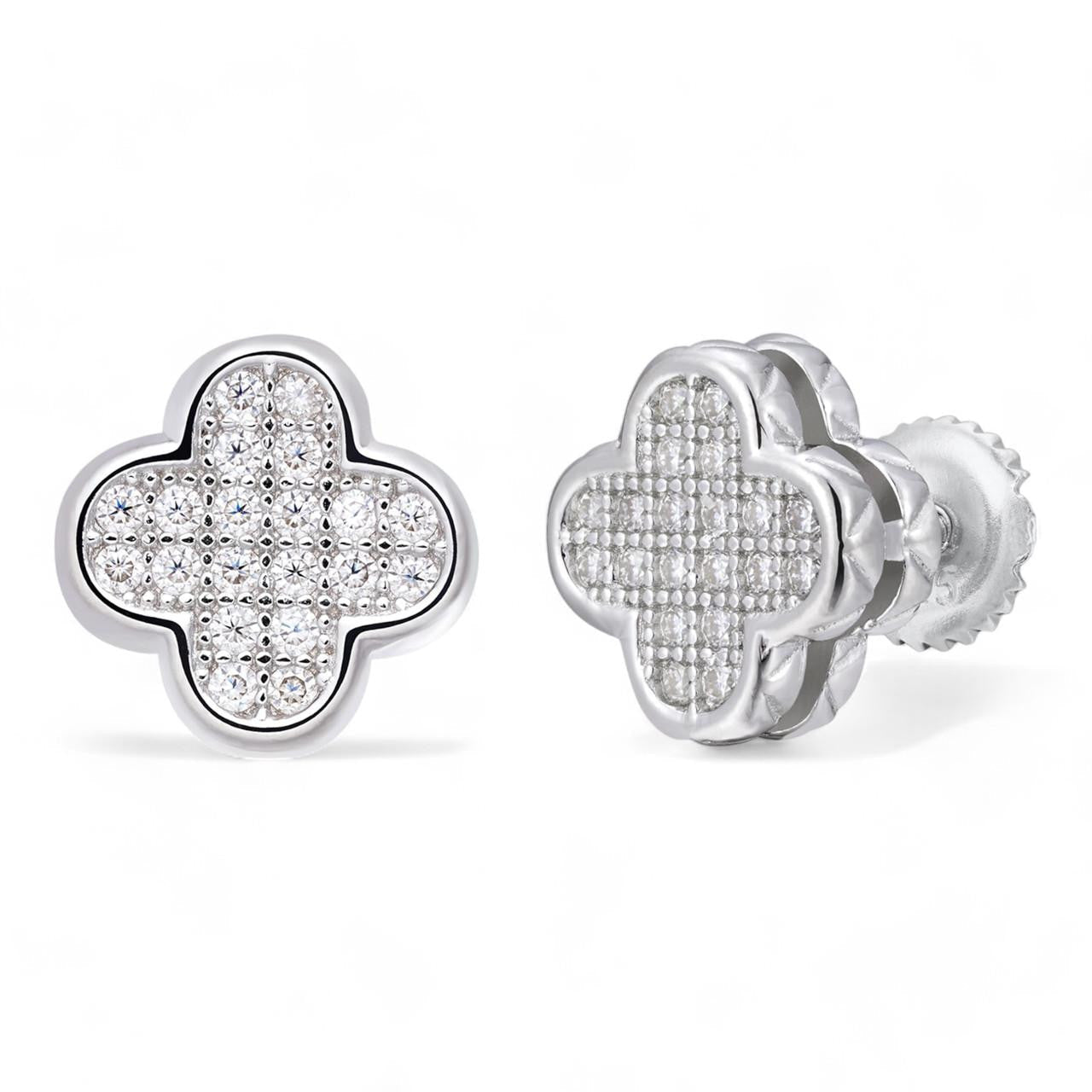 MOISSANITE Clover Fashionista Iced Out Earrings - 925 Silver - 10mm