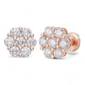 MOISSANITE Cluster Iced Out Honeycomb Set Earrings - 14k Rose Gold Vermeil 925 Silver - 6mm -11mm