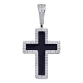 MOISSANITE Cross Black Enamel Pendant - 925 Silver - 3 Sizes - 1.25"-2.75"
