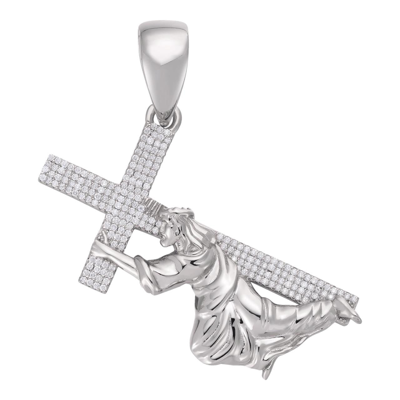 MOISSANITE Cross Of Redemption Pendant - 925 Silver - 3 Sizes 1"-3"