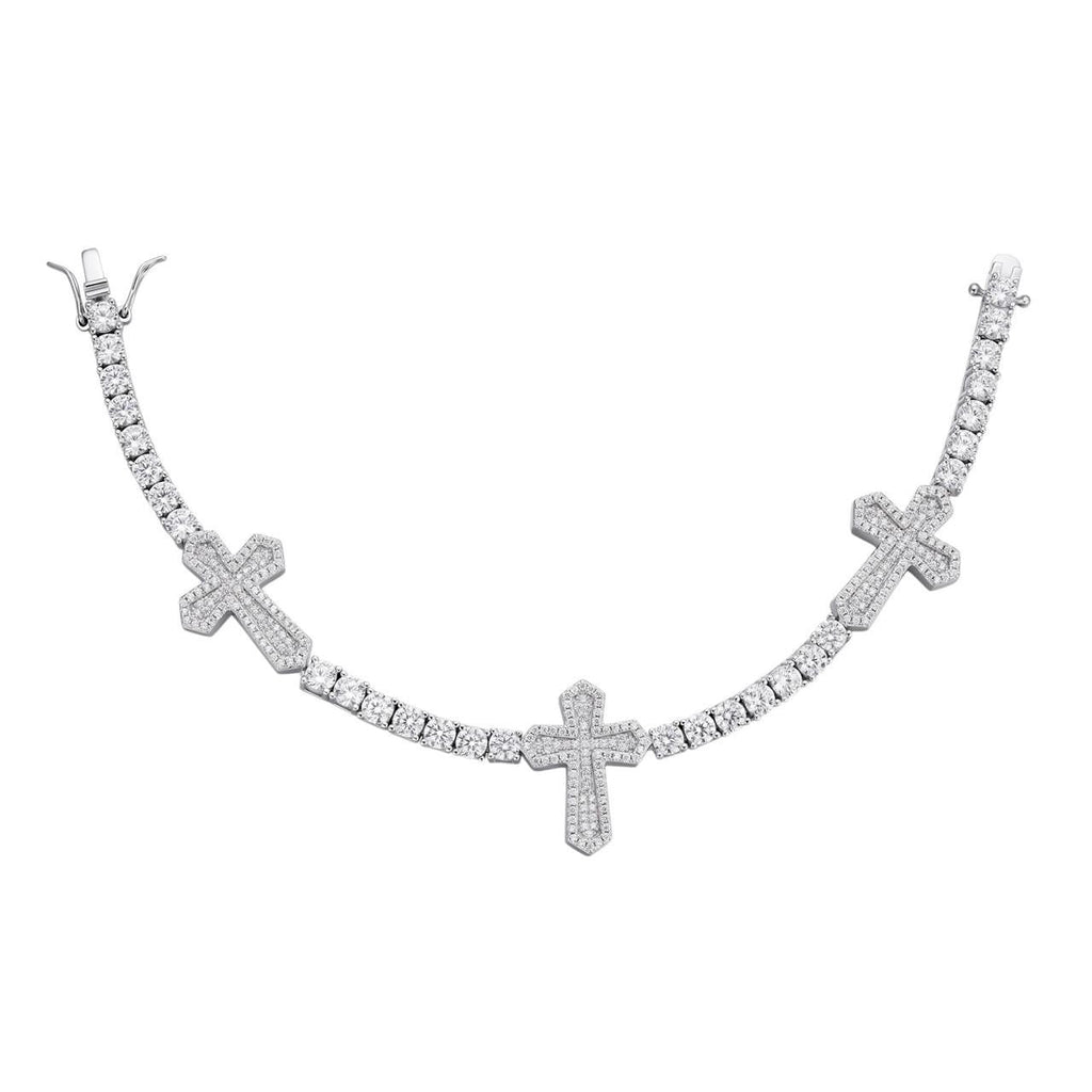 MOISSANITE Cross Tennis Bracelet Iced Out - 925 Silver - 4mm - 6"-8.5"