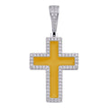 MOISSANITE Cross Yellow Enamel Pendant - 925 Silver - 3 Sizes - 1.25"-2.75"