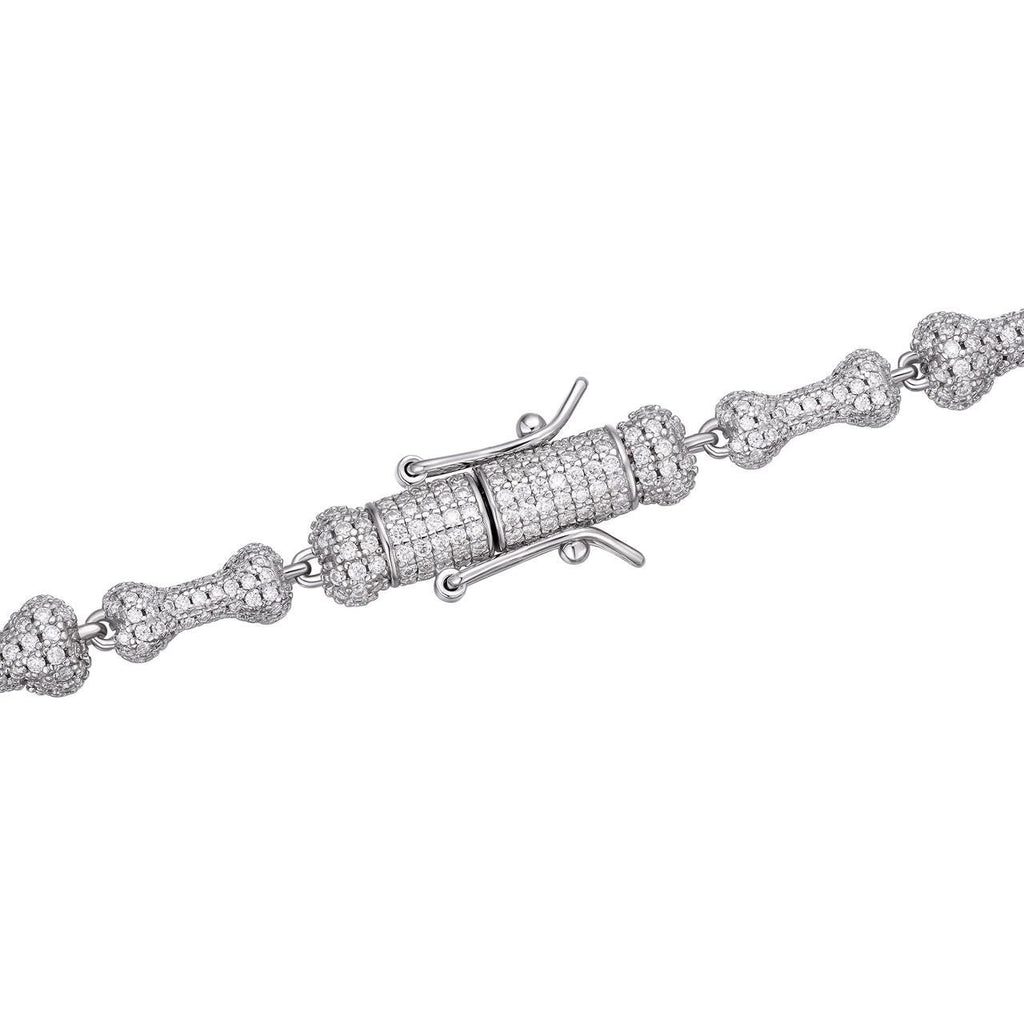 MOISSANITE Custom Bone Link Bracelet Iced Out - 925 Silver - 6.5mm - 7.5-8.5"
