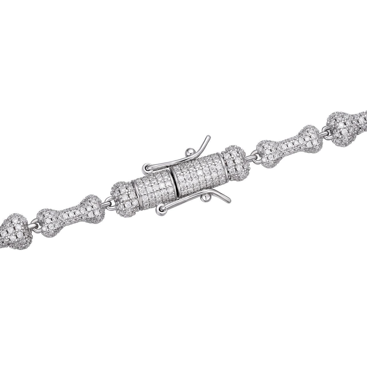 MOISSANITE Custom Bone Link Bracelet Iced Out - 925 Silver - 6.5mm - 7.5-8.5"
