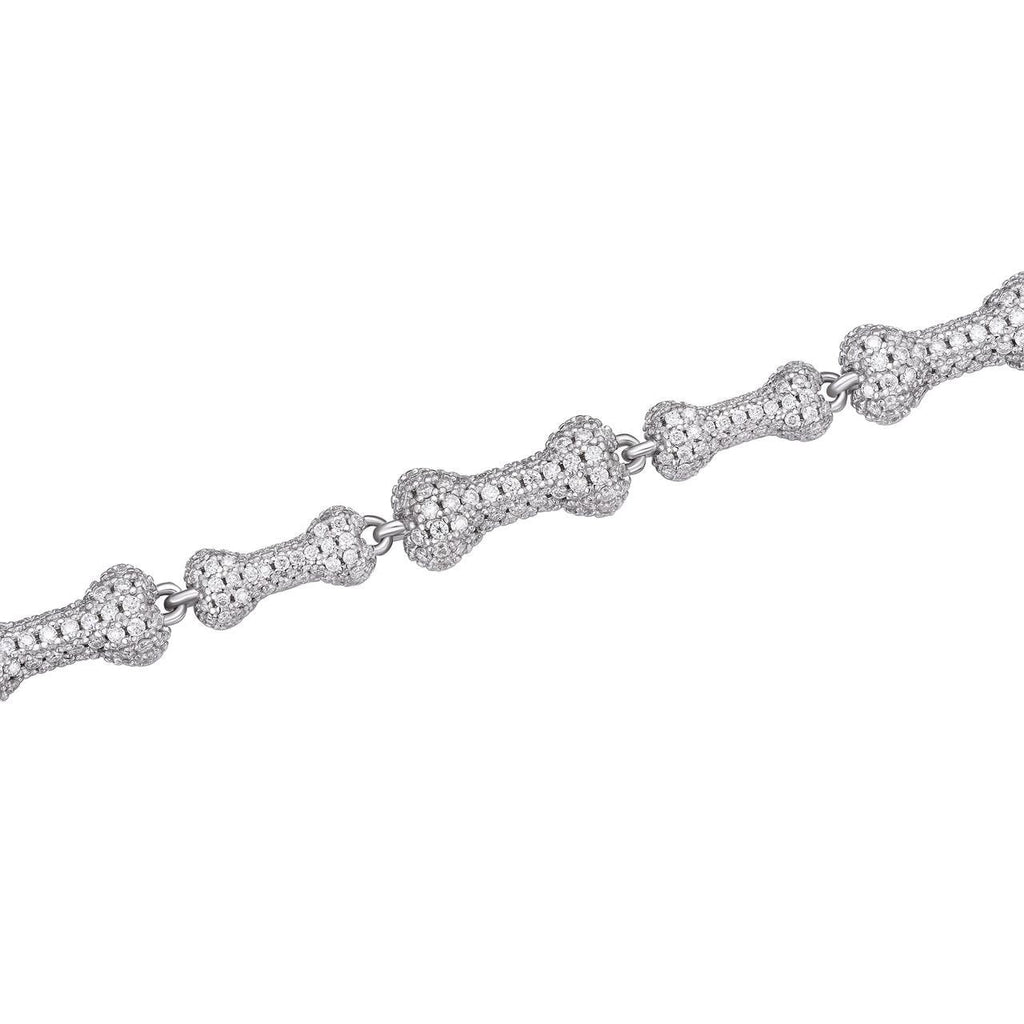 MOISSANITE Custom Bone Link Bracelet Iced Out - 925 Silver - 6.5mm - 7.5-8.5"