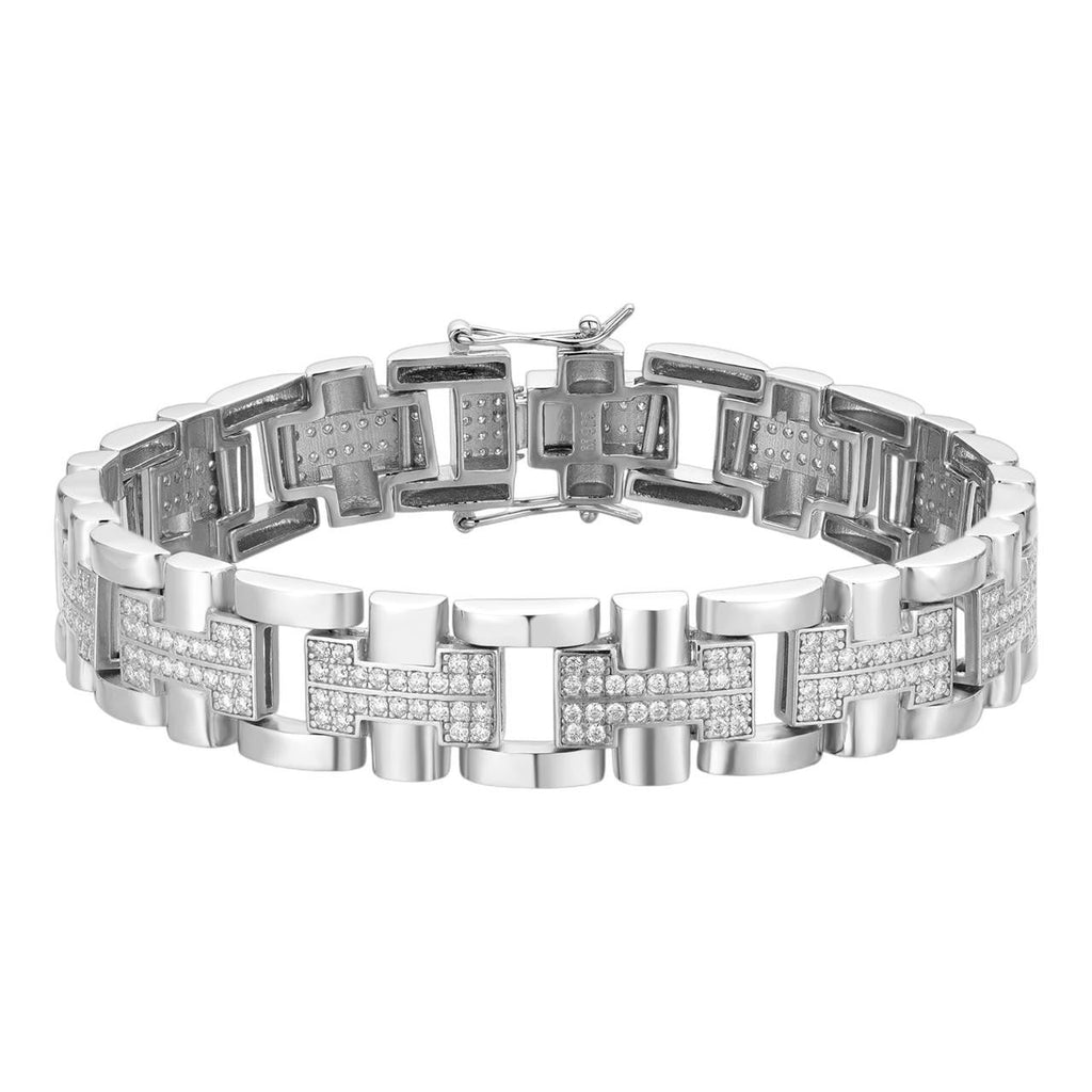 MOISSANITE Custom Hermes Presidential Link Bracelet Iced Out - 925 Silver - 12mm - 7.5"-8.5"