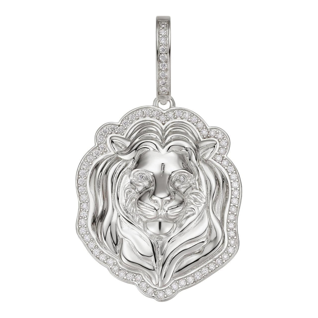 MOISSANITE Custom Lion Pendant - 925 Silver - 3 Sizes 1.5"-2.5"