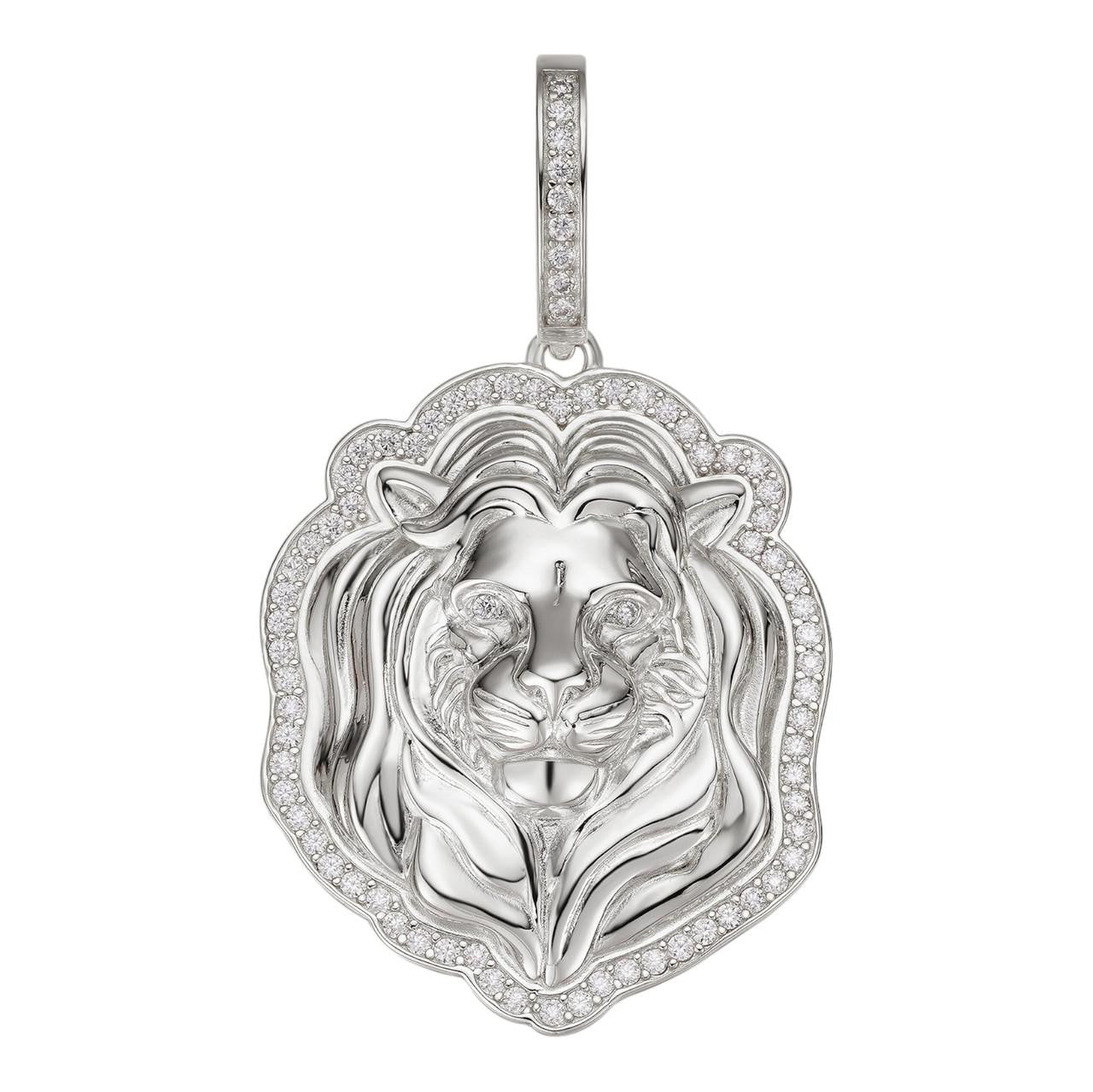 MOISSANITE Custom Lion Pendant - 925 Silver - 3 Sizes 1.5"-2.5"