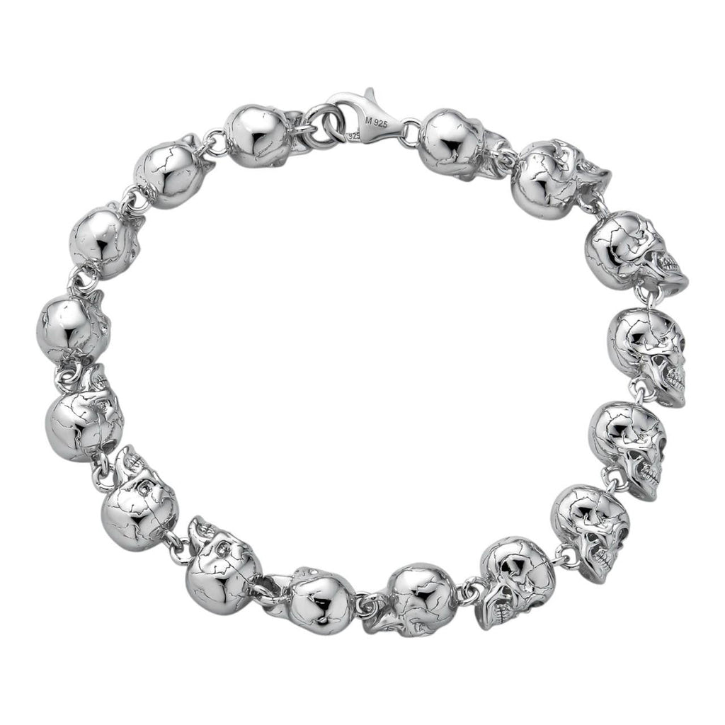 MOISSANITE Custom Skull Link Death Bracelet - 925 Silver - 9.5mm - 7.5"-8.5"