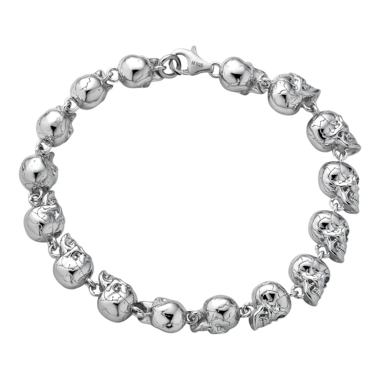 MOISSANITE Custom Skull Link Death Bracelet - 925 Silver - 9.5mm - 7.5"-8.5"