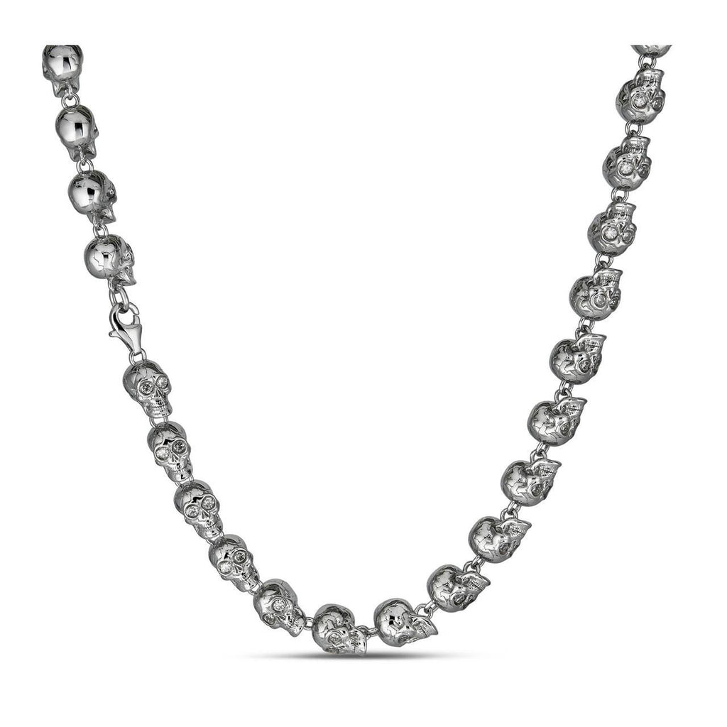 MOISSANITE Custom Skull Link Death Necklace Chain - 925 Silver - 9.5mm - 18"-28"