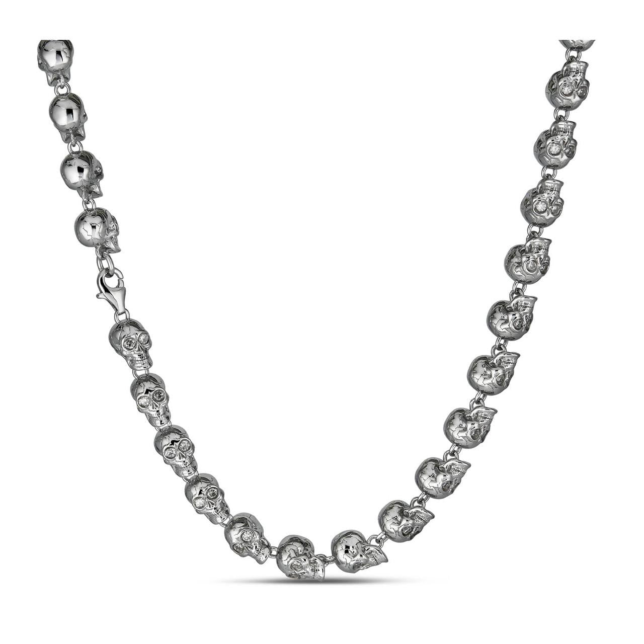 MOISSANITE Custom Skull Link Death Necklace Chain - 925 Silver - 9.5mm - 18"-28"