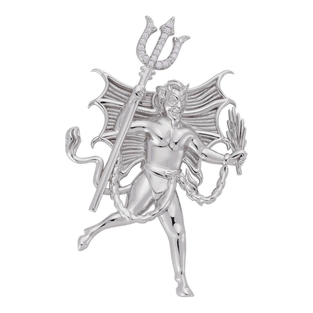 MOISSANITE Devil Satan Pendant - 925 Silver - 3 Sizes 1"-2.5"