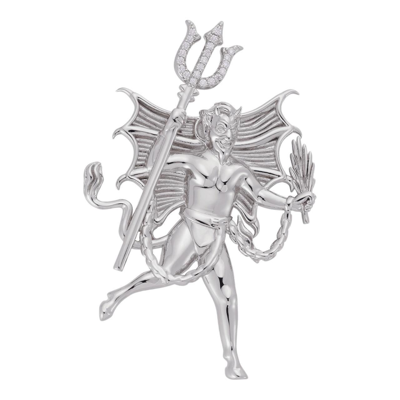 MOISSANITE Devil Satan Pendant - 925 Silver - 3 Sizes 1"-2.5"