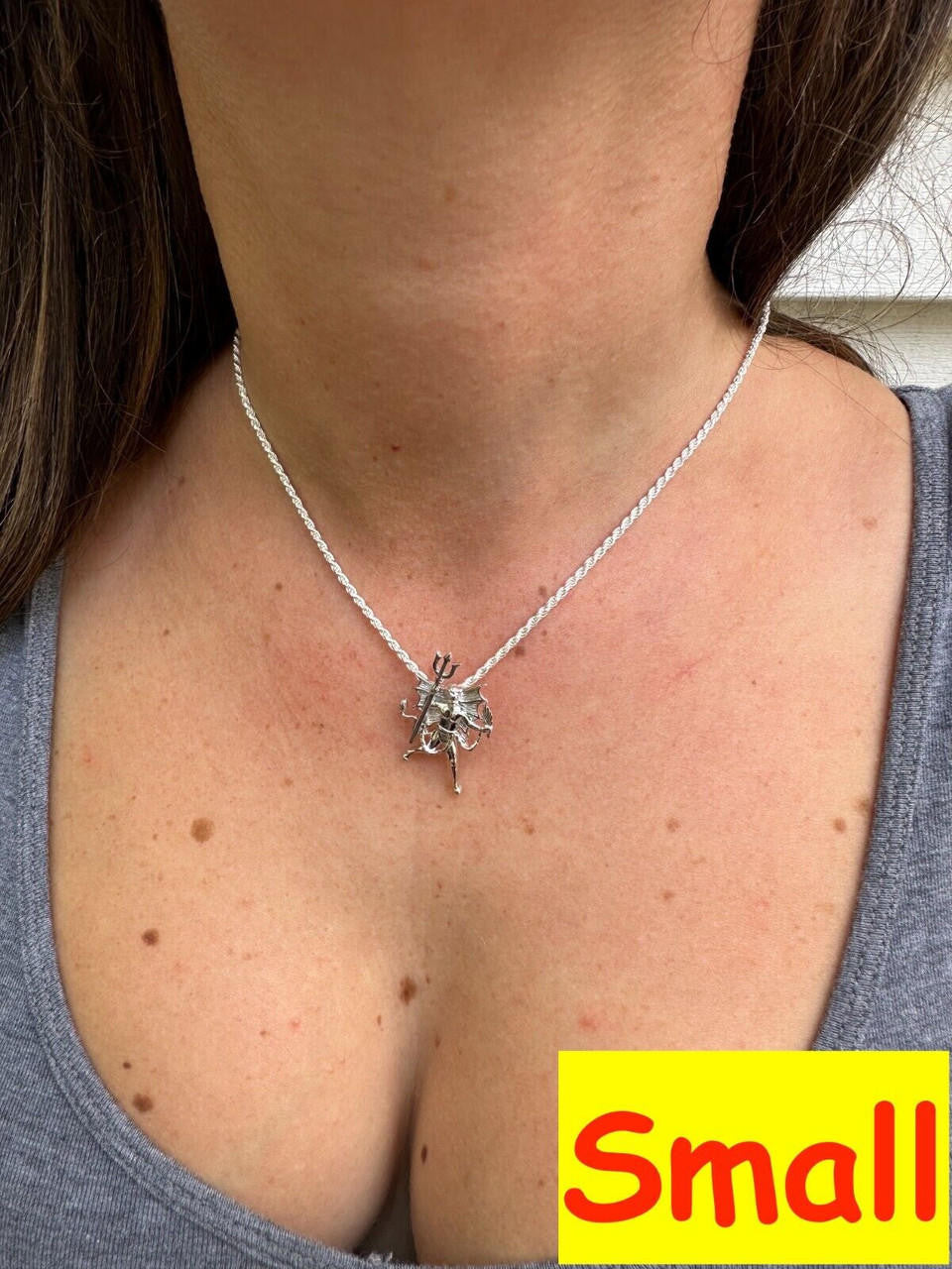 MOISSANITE Devil Satan Pendant - 925 Silver - 3 Sizes 1"-2.5"
