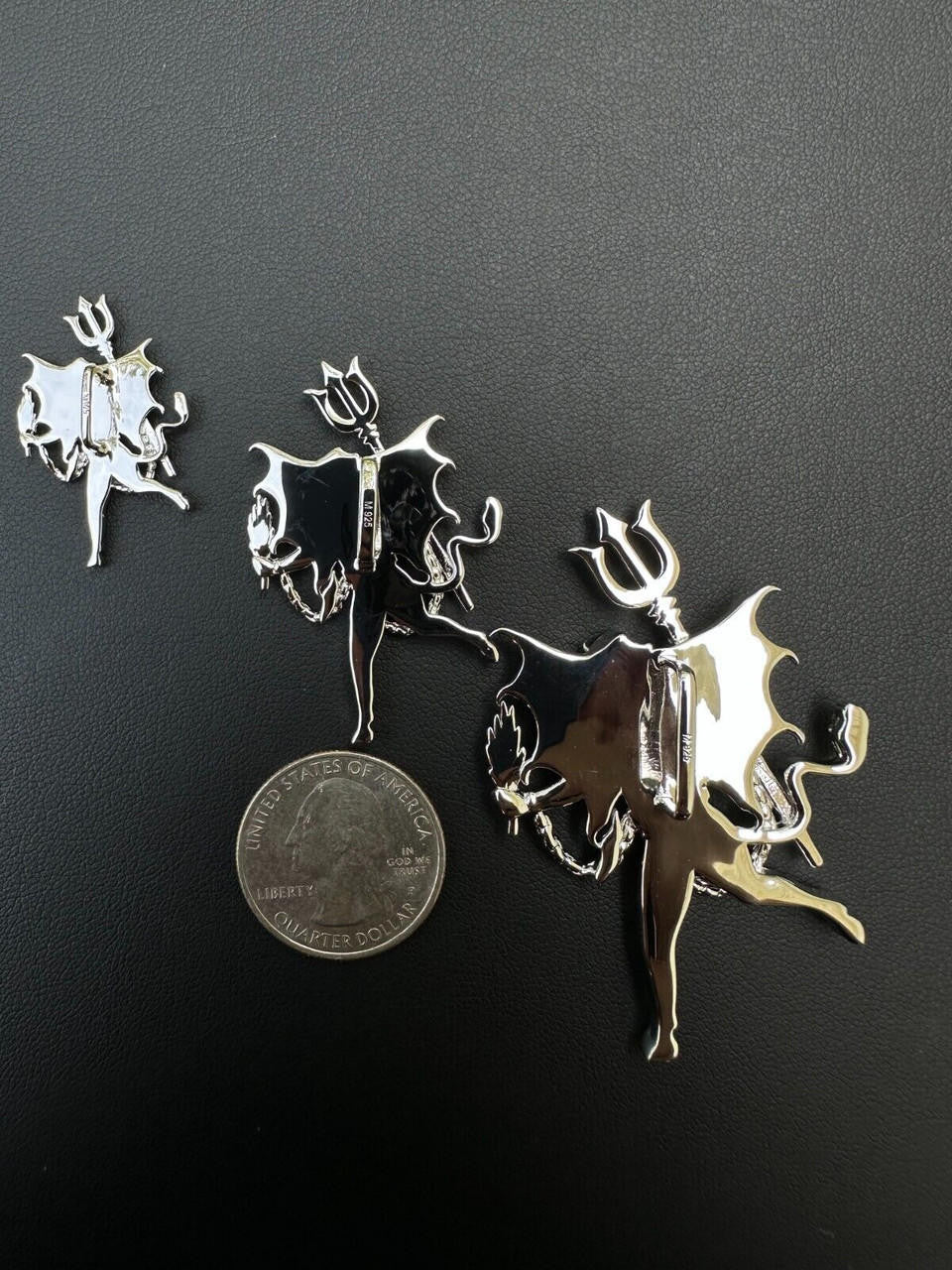 MOISSANITE Devil Satan Pendant - 925 Silver - 3 Sizes 1"-2.5"