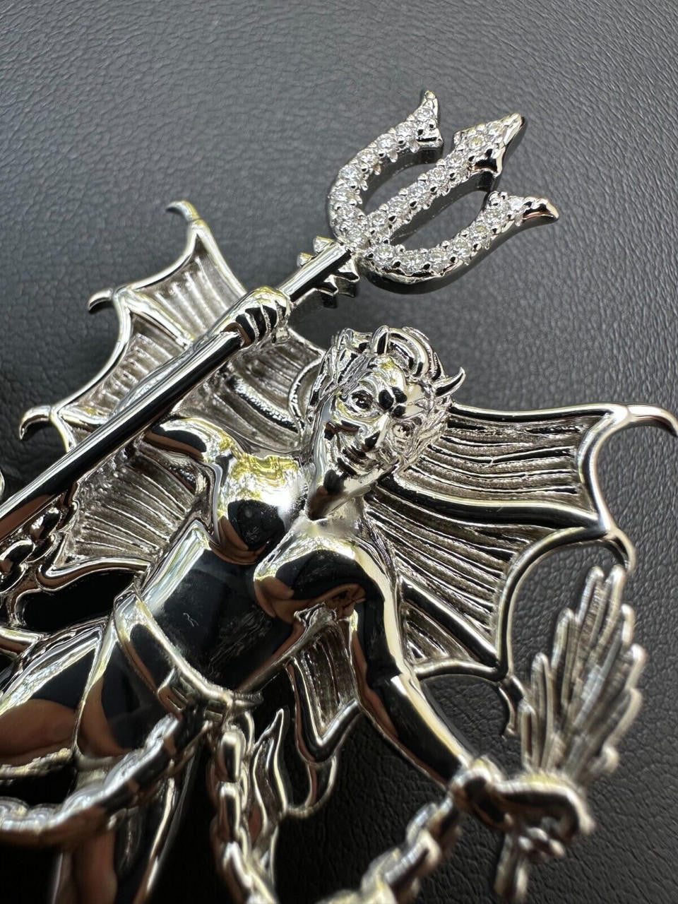 MOISSANITE Devil Satan Pendant - 925 Silver - 3 Sizes 1"-2.5"