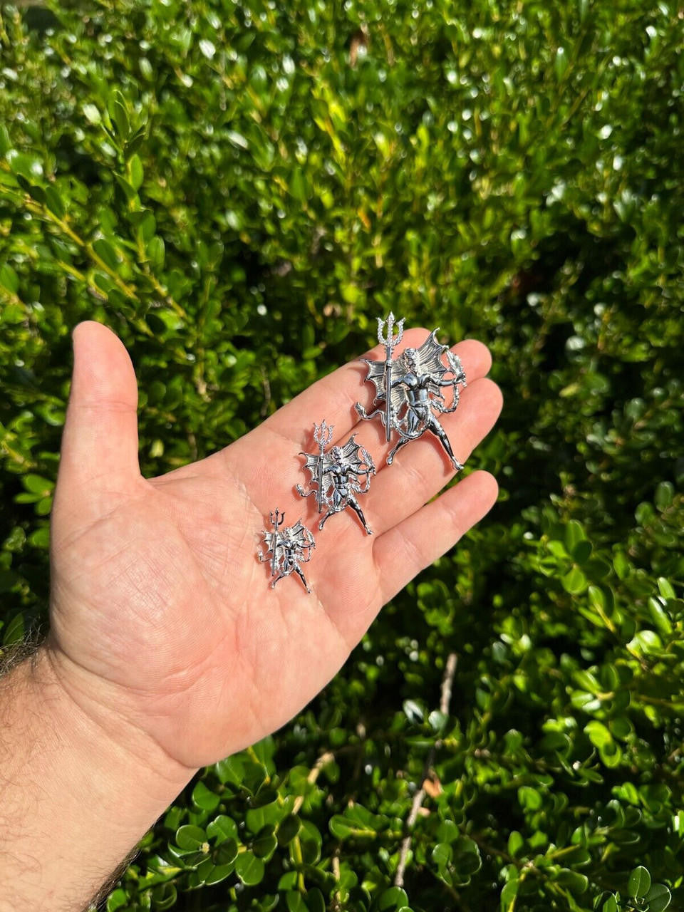 MOISSANITE Devil Satan Pendant - 925 Silver - 3 Sizes 1"-2.5"