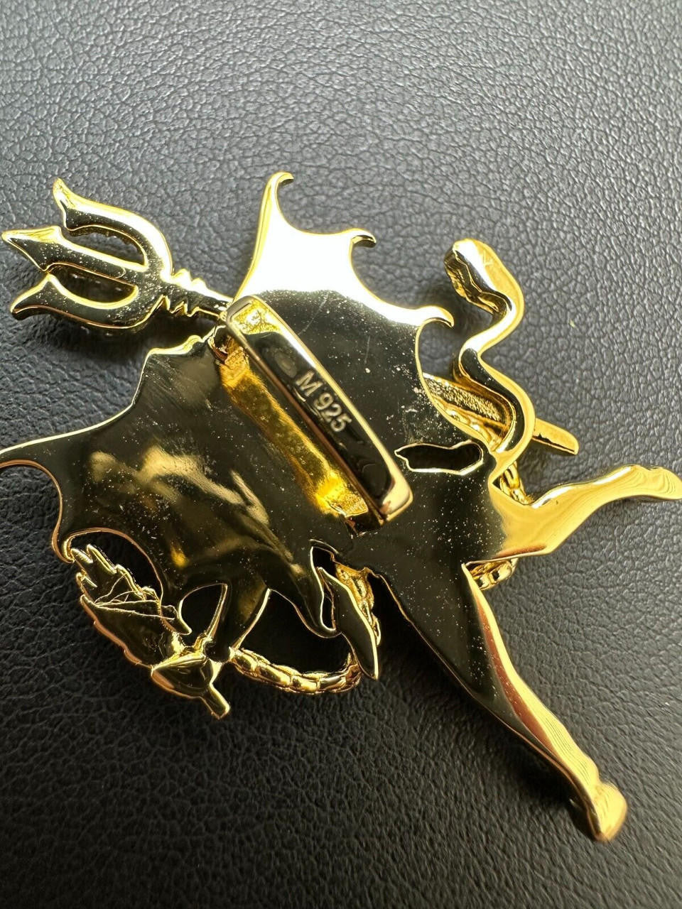 MOISSANITE Devil Satan Pendant - 14k Gold Vermeil 925 Silver - 3 Sizes 1"-2.5"
