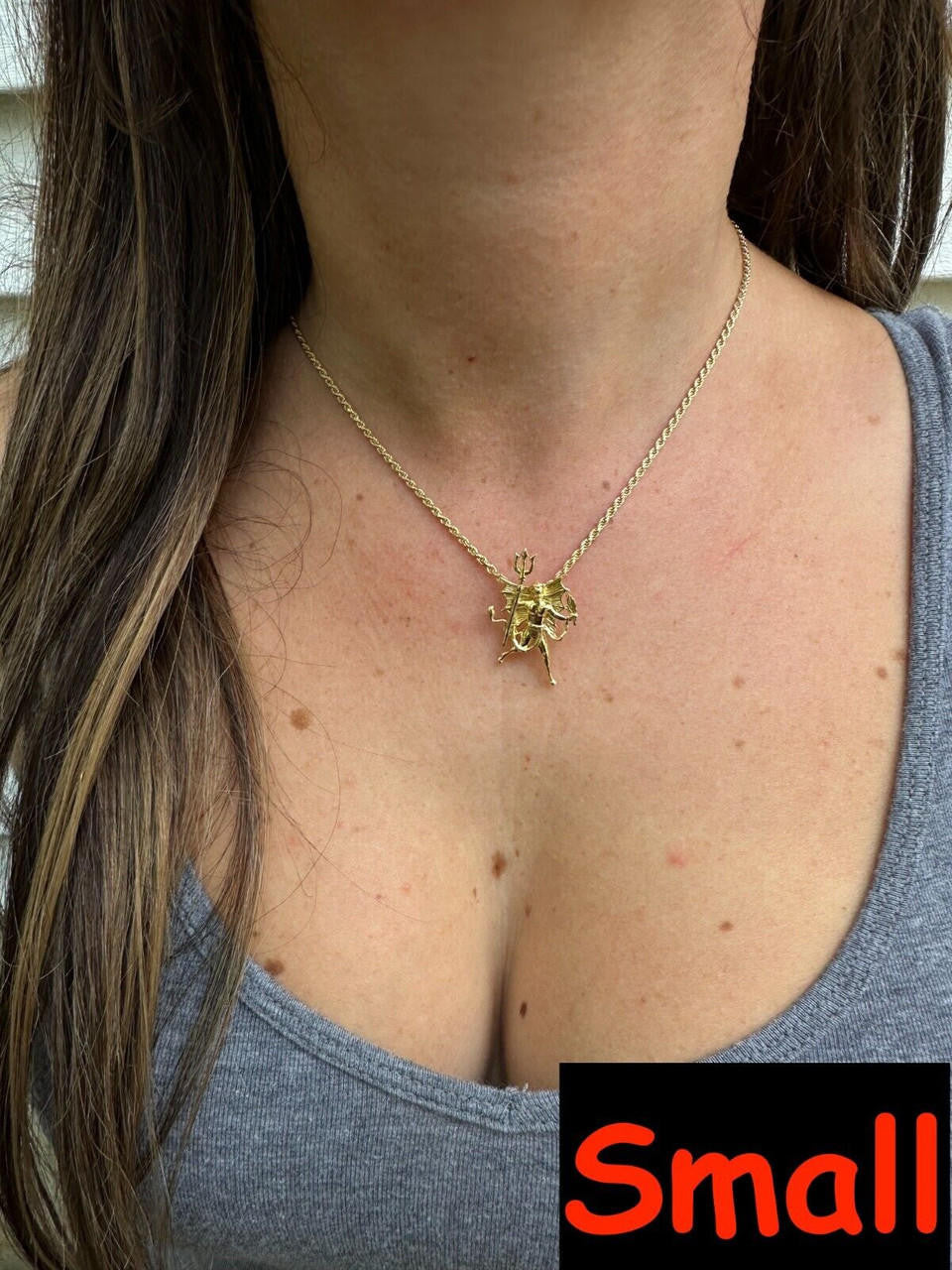 MOISSANITE Devil Satan Pendant - 14k Gold Vermeil 925 Silver - 3 Sizes 1"-2.5"