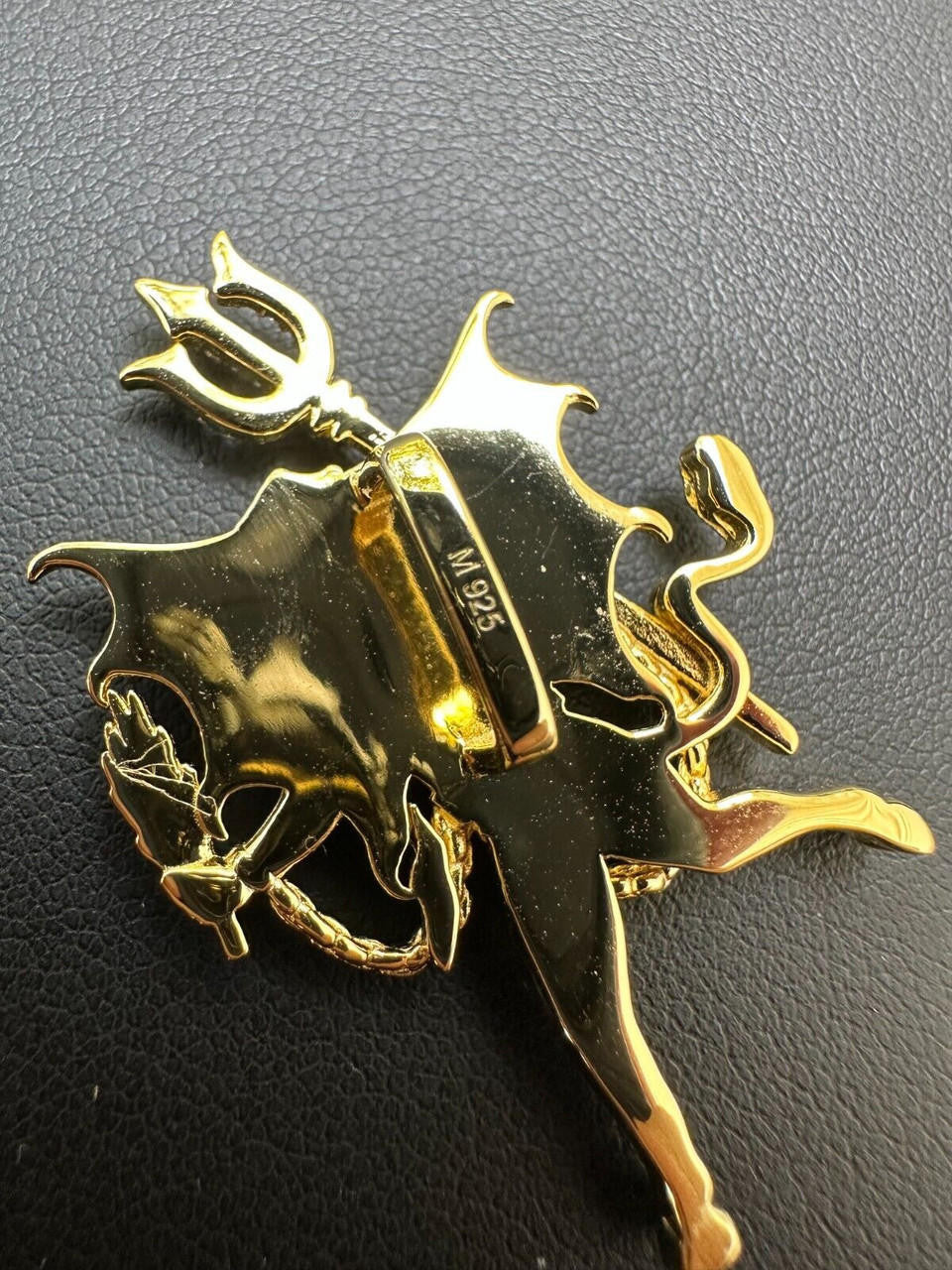 MOISSANITE Devil Satan Pendant - 14k Gold Vermeil 925 Silver - 3 Sizes 1"-2.5"