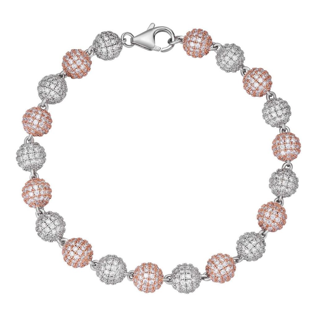 MOISSANITE Bead Ball Dogtag Necklace Chain - Rose Gold Vermeil & 925 Silver - 4mm-10mm - 7.5"-8.5"