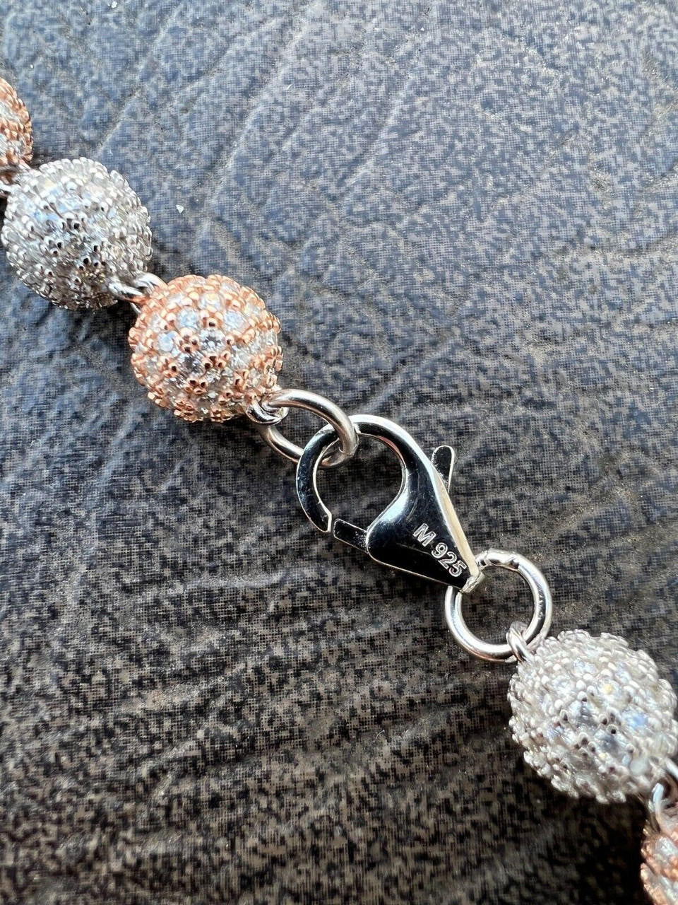 MOISSANITE Bead Ball Dogtag Necklace Chain - Rose Gold Vermeil & 925 Silver - 4mm-10mm - 7.5"-8.5"