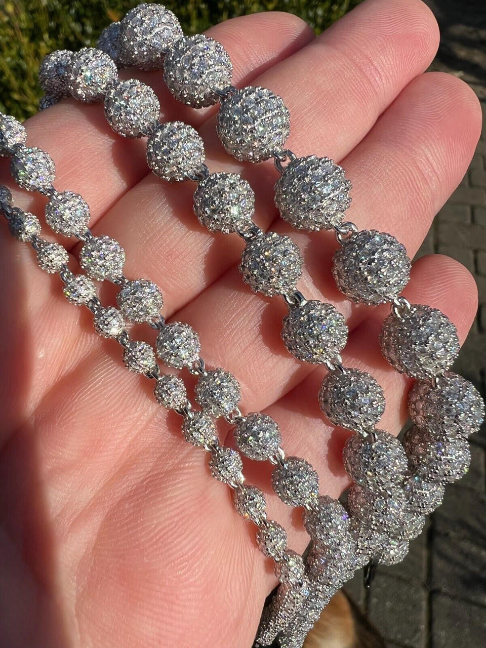 MOISSANITE Bead Ball Dogtag Bracelet - 925 Silver - 4mm-10mm - 7.5"-8.5"