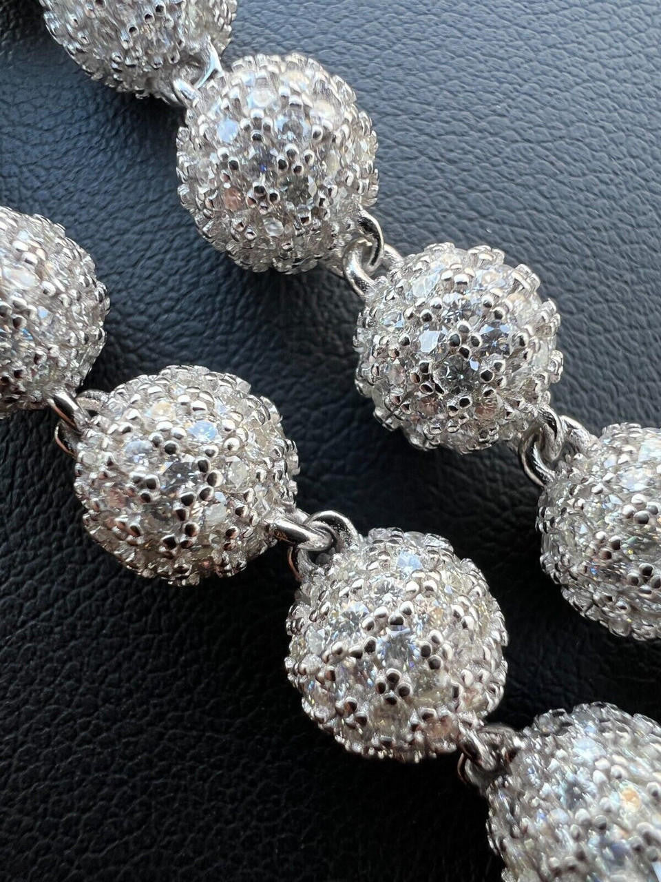 MOISSANITE Bead Ball Dogtag Bracelet - 925 Silver - 4mm-10mm - 7.5"-8.5"