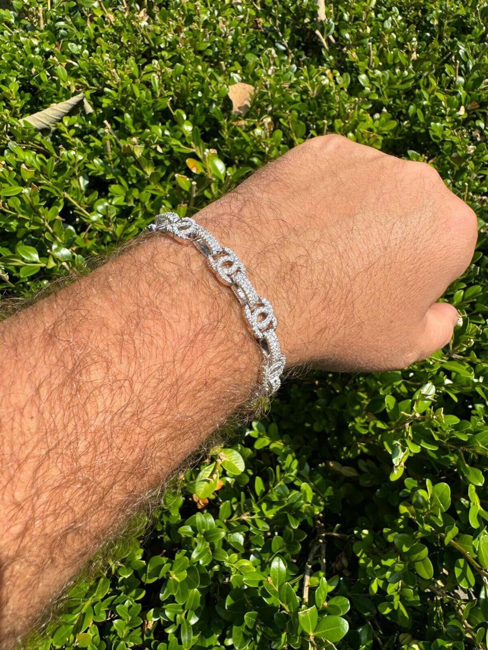 MOISSANITE Double C Custom Link Bracelet Iced Out - 925 Silver - 10mm - 6.5"-8"