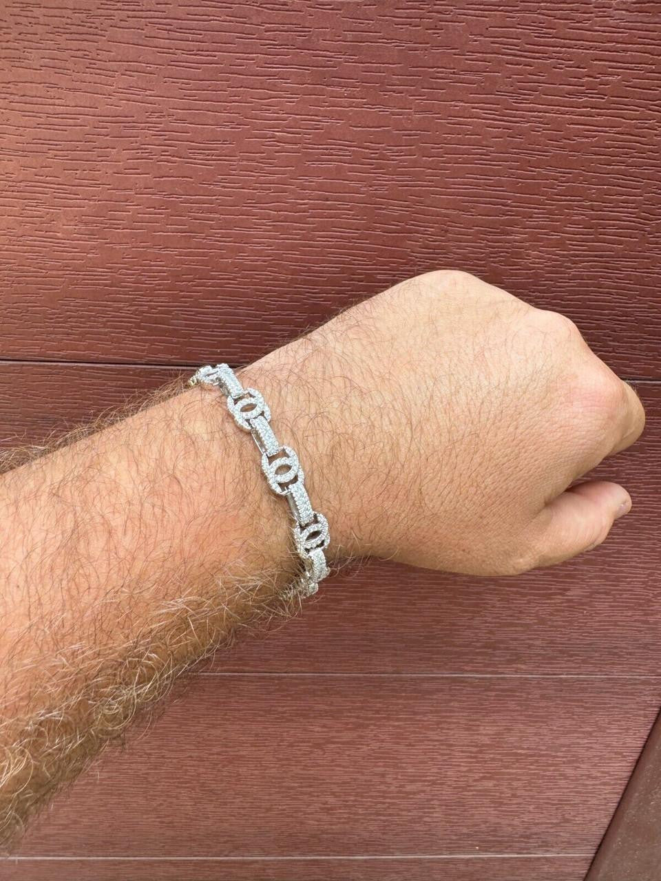 MOISSANITE Double C Custom Link Bracelet Iced Out - 925 Silver - 10mm - 6.5"-8"