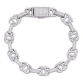 MOISSANITE Double C Custom Link Bracelet Iced Out - 925 Silver - 10mm - 6.5"-8"