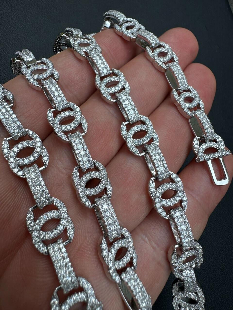 MOISSANITE Double C Custom Link Chain Necklace Iced Out - 925 Silver - 10mm - 16"-28"